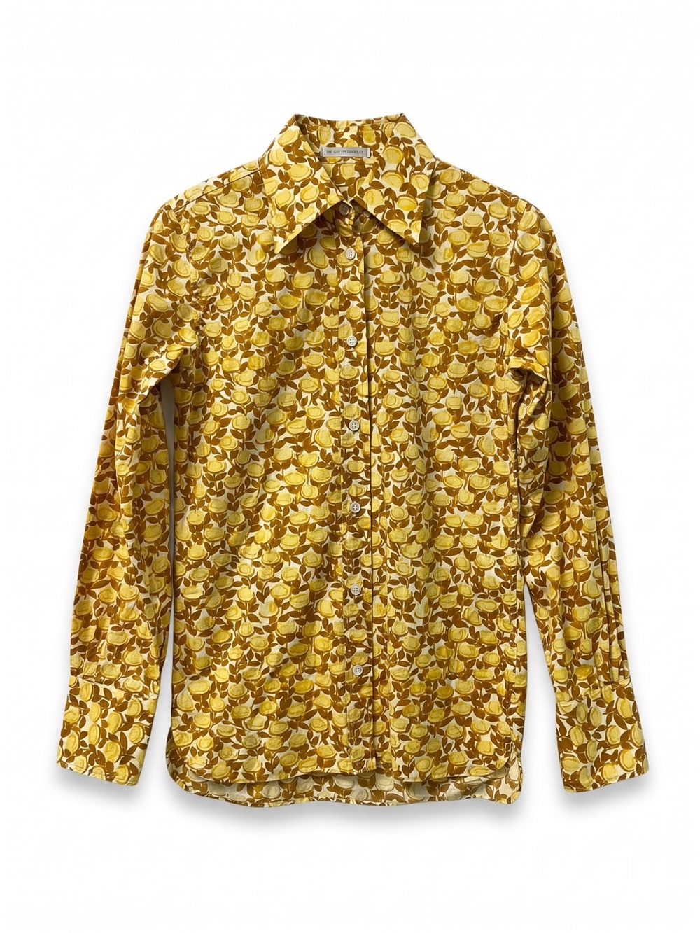 Vintage Y2K Barneys Italy Lemon Print Shirt 38 Small Cotton Tailored Button Up